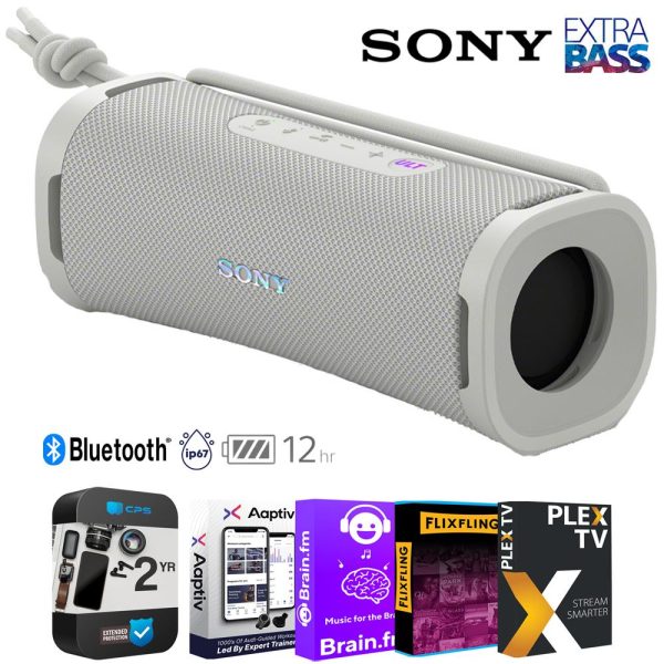 Sony EXTRA BASS Portable Bluetooth Speaker (2024), White w  Audio + Warranty Bundle Cheap