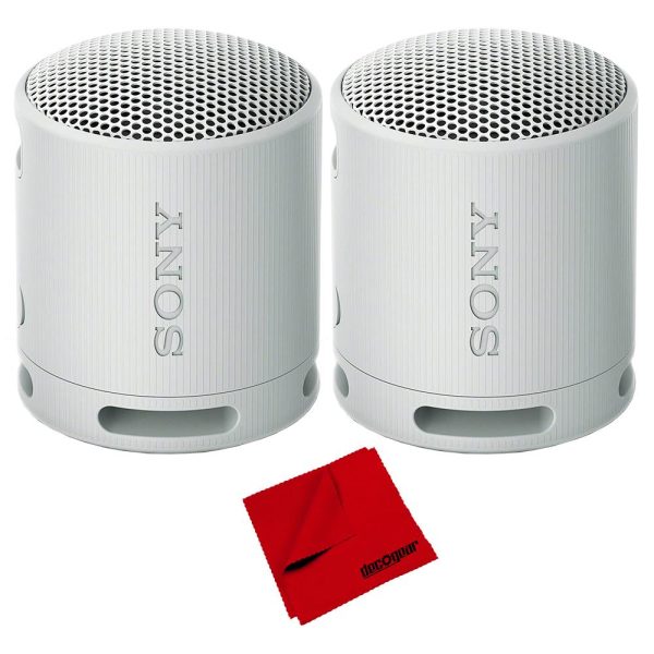 Sony XB100 Compact Bluetooth Wireless Speaker Grey 2 Pack with Cleaning Cloth Cheap