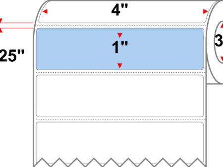 4 X 1 Premium Paper Thermal Transfer Label - Perforated - PMS 277 Light Blue 277 - 8  Roll - Permanent Discount