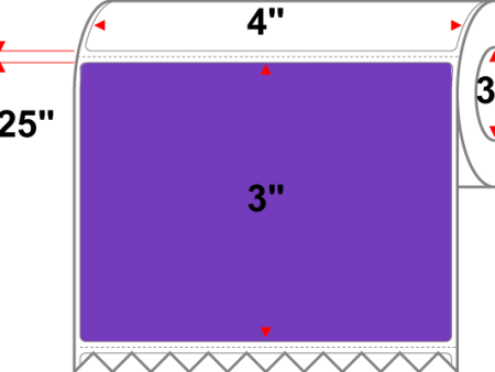 4 X 3 Premium Paper Thermal Transfer Label - Perforated - PMS 266 Violet 266 - 8  Roll - Permanent Cheap