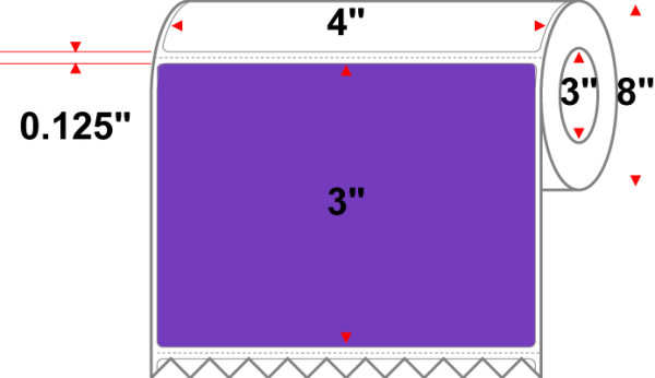 4 X 3 Premium Paper Thermal Transfer Label - Perforated - PMS 266 Violet 266 - 8  Roll - Permanent Cheap