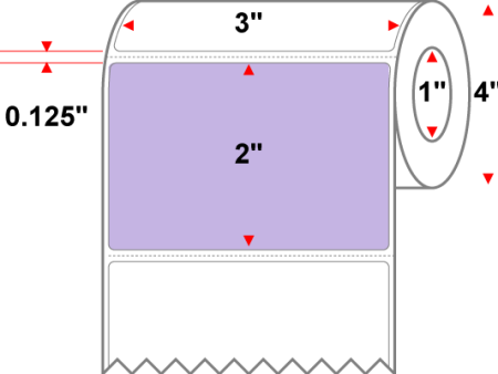 3 X 2 Premium Paper Thermal Transfer Label - Perforated - PMS 2635 Lavender Light Purple 2635 - 4  Roll - Permanent Sale