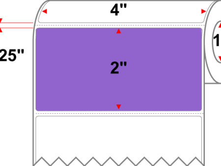 4 X 2 Premium Paper Thermal Transfer Label - Perforated - PMS 265 Medium Violet 265 - 4  Roll - Permanent Hot on Sale