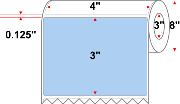 4 X 3 Premium Paper Thermal Transfer Label - Perforated - PMS 277 Light Blue 277 - 8  Roll - Permanent Online Sale