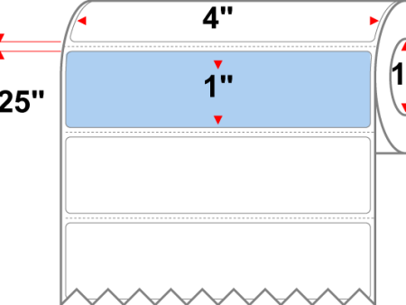 4 X 1 Premium Paper Thermal Transfer Label - Perforated - PMS 277 Light Blue 277 - 4  Roll - Permanent Hot on Sale