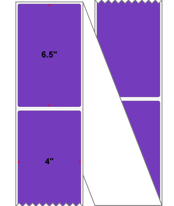 Fanfolded - 4 X 6.5 Premium Paper Thermal Transfer Label - PMS 266 Violet 266 - Permanent Discount