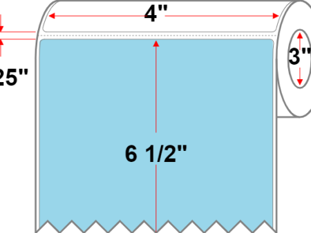4 X 6.5 Premium Paper Thermal Transfer Label - Perforated - Light Blue 2975 - 8  Roll - Permanent Discount