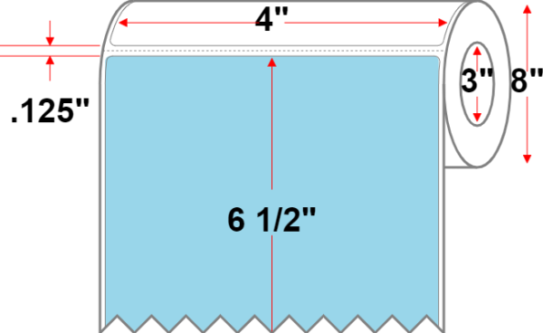 4 X 6.5 Premium Paper Thermal Transfer Label - Perforated - Light Blue 2975 - 8  Roll - Permanent Discount