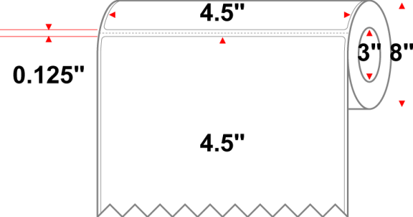 4.5 X 4.5 Premium Paper Thermal Transfer Label - Perforated - White - 8  Roll - Permanent Hot on Sale